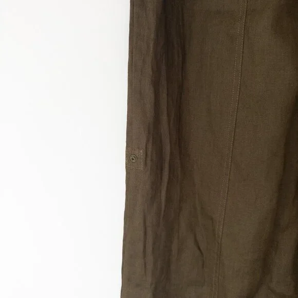 NWT Reformation Declan Linen Pants in Dark Olive, Size Large - Picture 7 of 12
